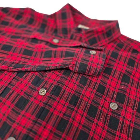 Duluth Trading Button Down Flannel Shirt XL Men's Long‎ Sleeve Red Black Plaid - Picture 1 of 10